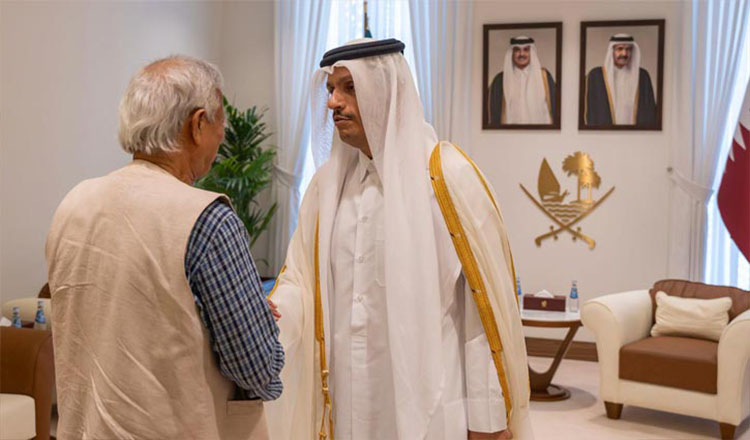 প্রধান উপদেষ্টার সাথে কাতারের প্রধানমন্ত্রীর বৈঠক